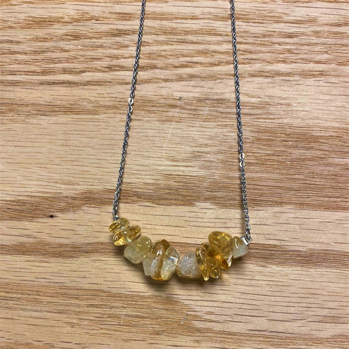 Citrine Chip Necklace (Stainless Steel)