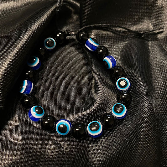 Evil Eye & Onyx Macrame Bracelet