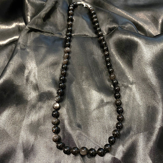 Silver Sheen Obsidian Beaded Necklace
