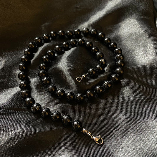 Black Tourmaline Beaded Necklace