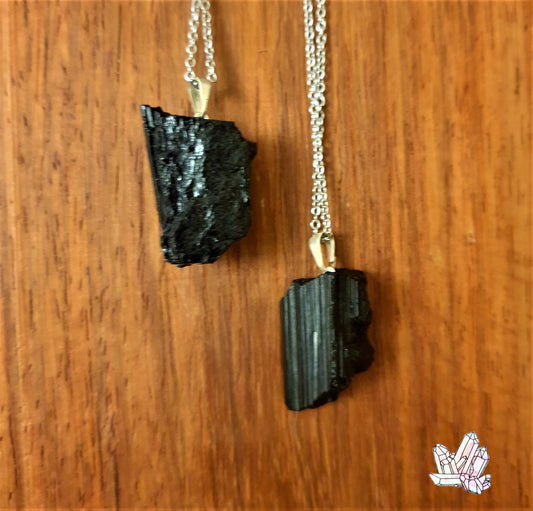 Black Tourmaline Rough Pendant