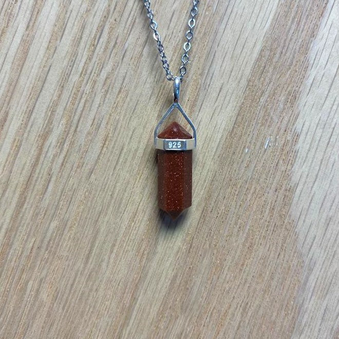 Goldstone 22mm Pointed Pendant |Silver