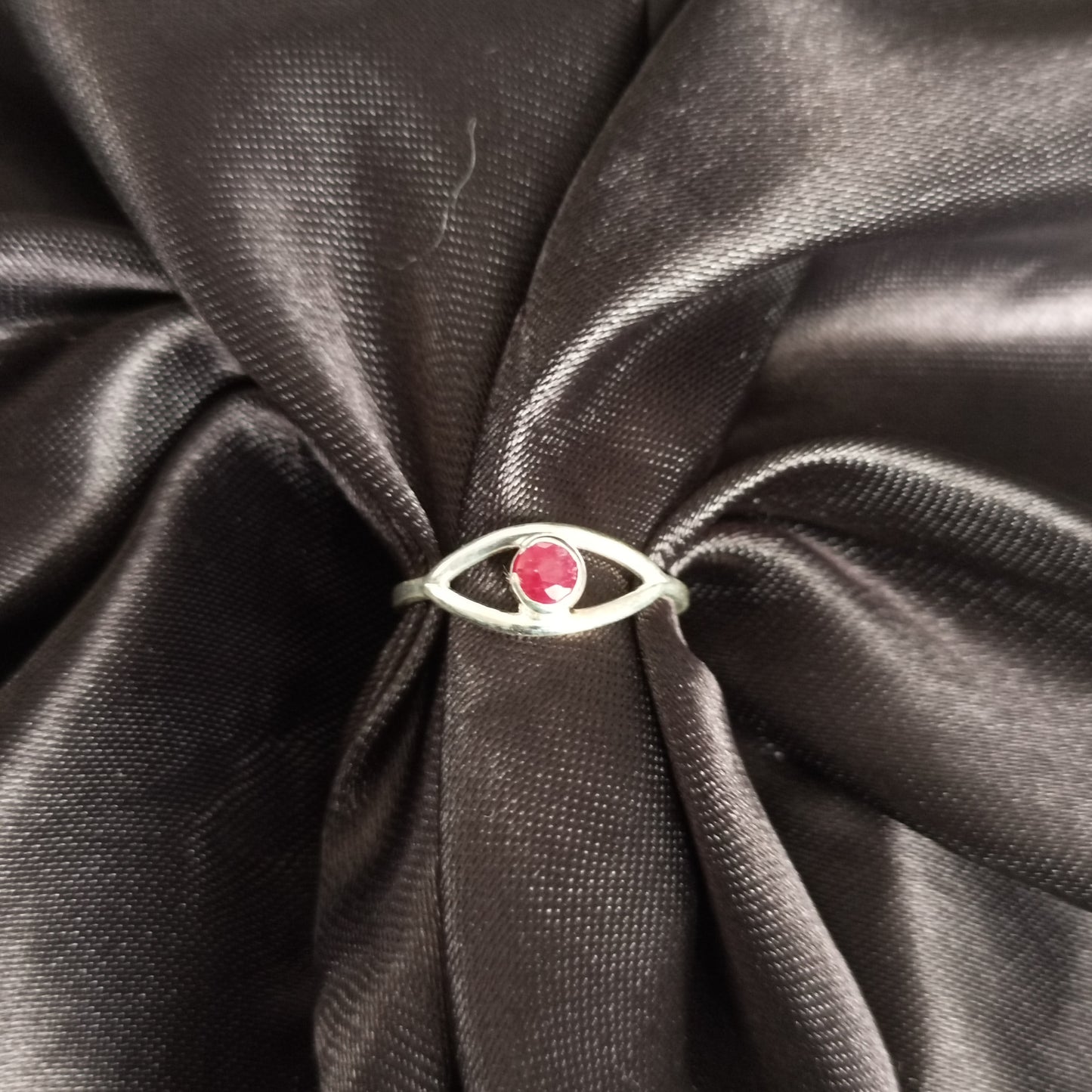 Pink Tourmaline Eye Ring |Silver