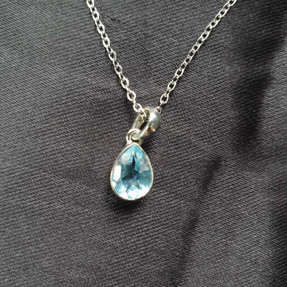 Blue Topaz Classic Pear Pendant