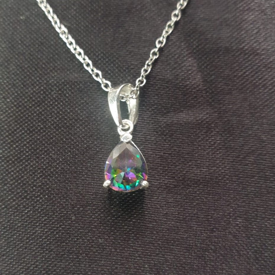 Mystic Topaz Pear Pendant (7X9) |Silver