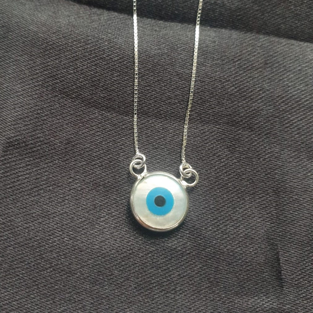 Evil Eye MOP Necklace |Silver