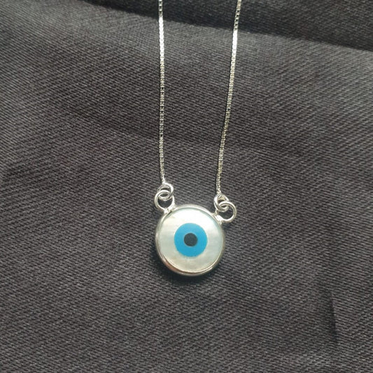 Evil Eye MOP Necklace |Silver