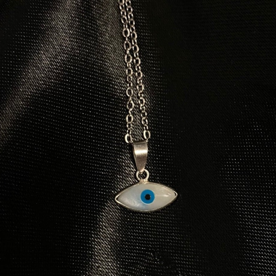 Evil Eye MOP Marquise Pendant (7x14) |Silver