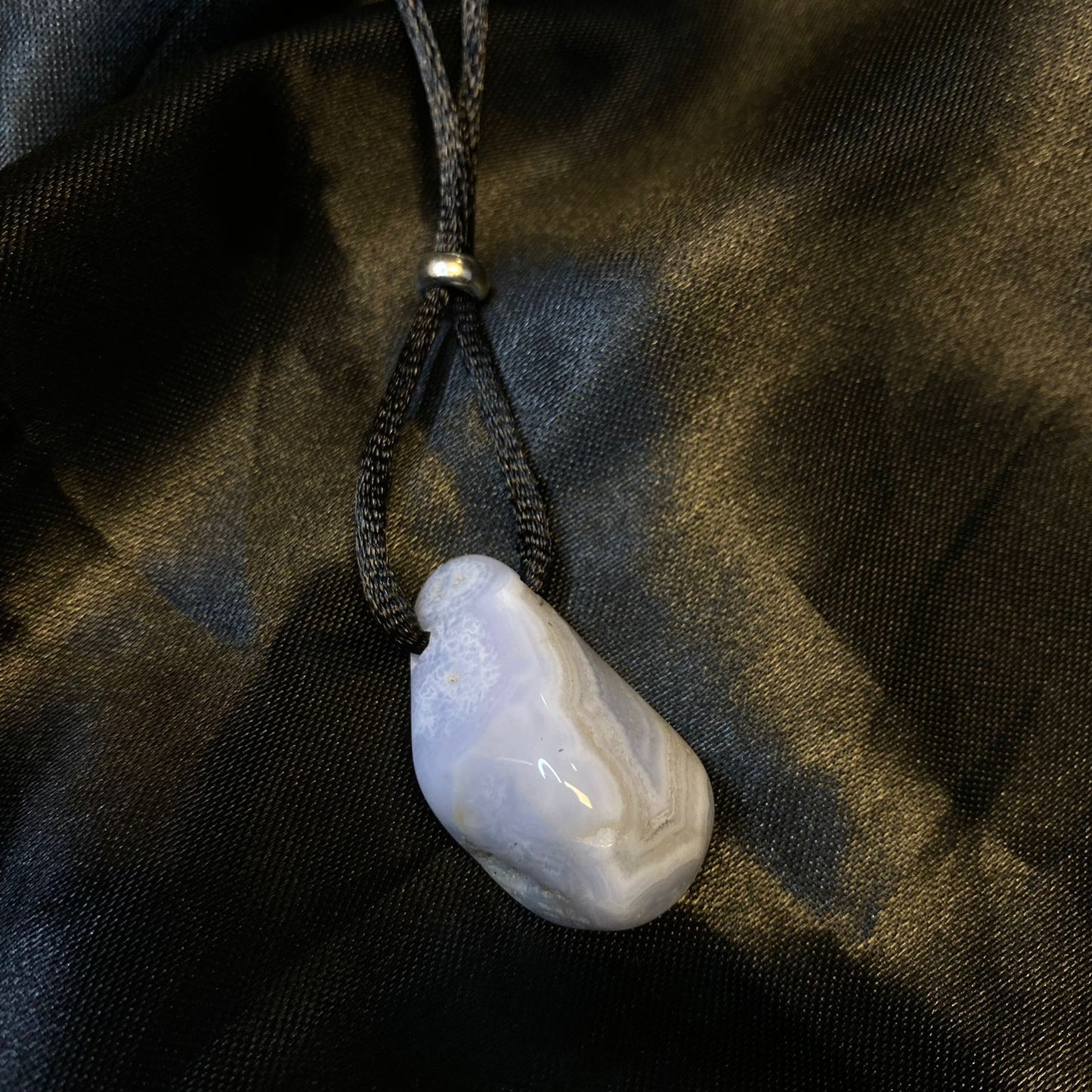 Blue Lace Agate Drilled Tumbled Pendant