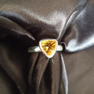 Citrine Trillion Ring |Silver