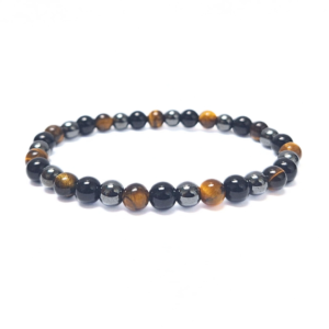 Triple Protection 6mm Bracelet (Tigers Eye, Obsidian, Hematite)