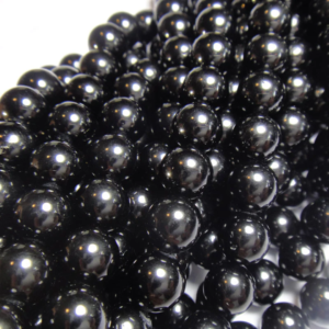 Black Tourmaline 8mm Round Loose Beads ±46pcs