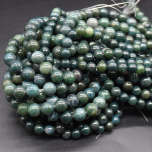 Moss Agate 8mm Round Loose Beads ±46pcs