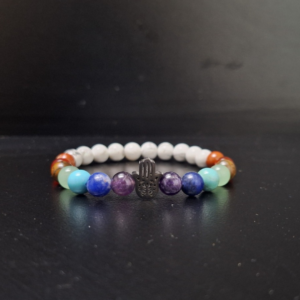 Chakra Bracelet 4 w/Hamsa (Howlite)