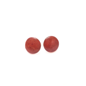 Red Coral 12mm Studs |Silver