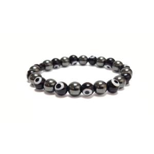 Evil Eye Glass & Hematite Bracelet (Black)