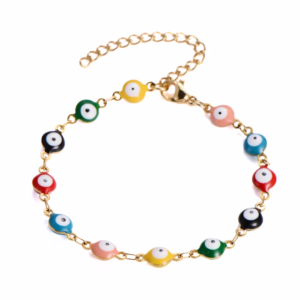 Rainbow Evil Eye Gold Bracelet