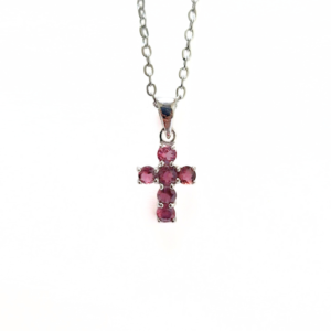 Pink Tourmaline 12mm Cross Pendant |Silver