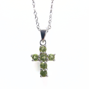 Peridot 12mm Cross Pendant |Silver