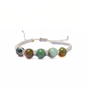 Indian Agate 5 Bead Macrame Bracelet