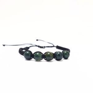 Moss Agate 5 Bead Macrame Bracelet