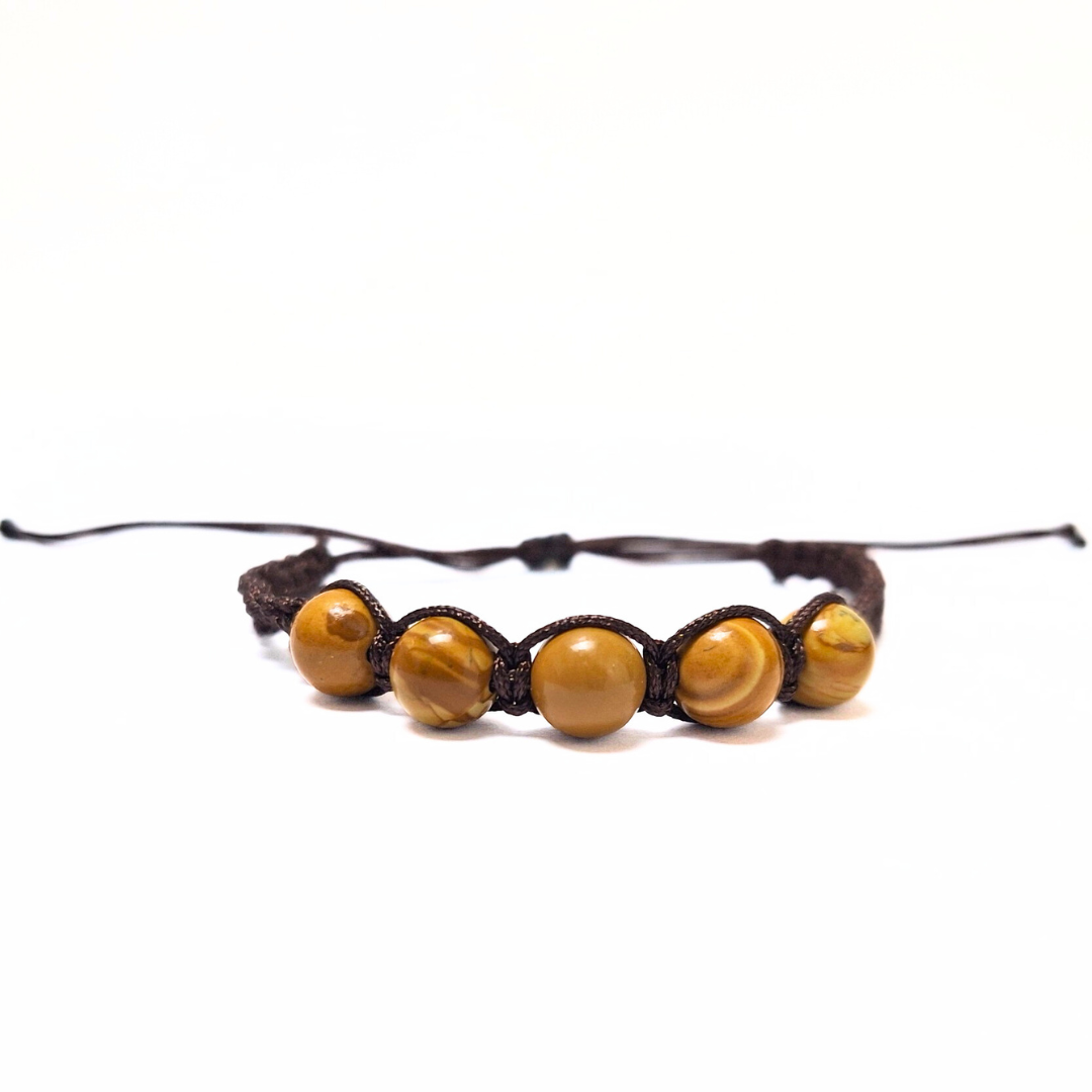 Tiger Skin Jasper 5 Bead Macrame Bracelet