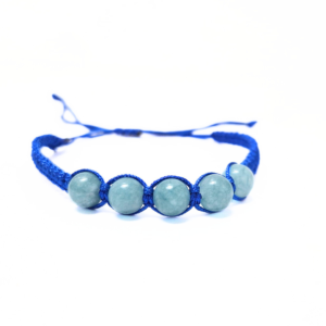 Blue Jade 5 Bead Macrame Bracelet