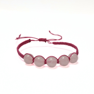 Rose Quartz 5 Bead Macrame Bracelet