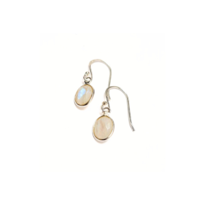 Moonstone Oval Earrings (7x9) |Silver