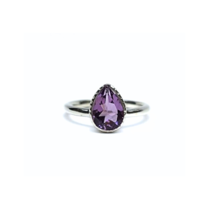 Amethyst Tear Ring |Silver