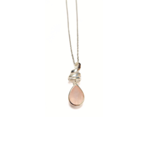 Rose quartz Twist Pendant |Silver