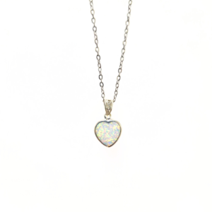 White Opal Heart pendant |Silver