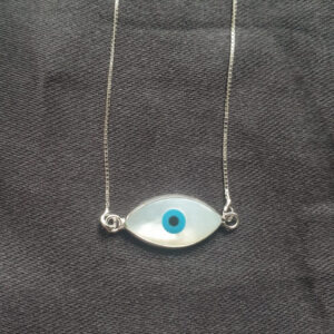Evil Eye MOP Marquise Necklace |Silver
