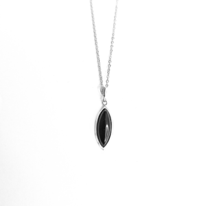 Onyx Marquise Cab Pendant (22x10) |Silver